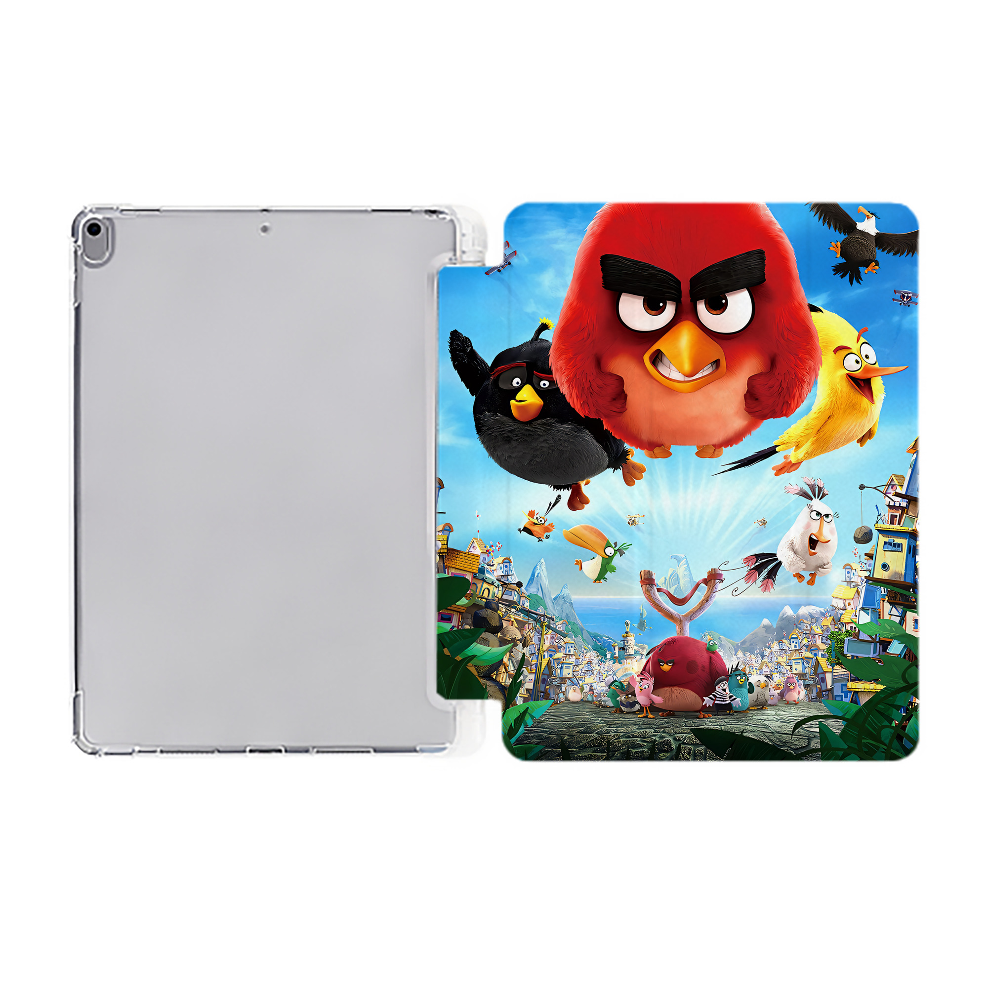 （画像用） Angry Birds アングリーバード IPad ケース ペン収納付き 三つ折りスタンド PUレザー×シリコン 対応機種9.5/10.5/10.9インチ